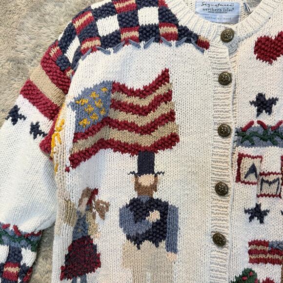 Northern Isles Cardigan Sweater American Flag M 4th July USA Patriotic Americana - Picture 4 of 12